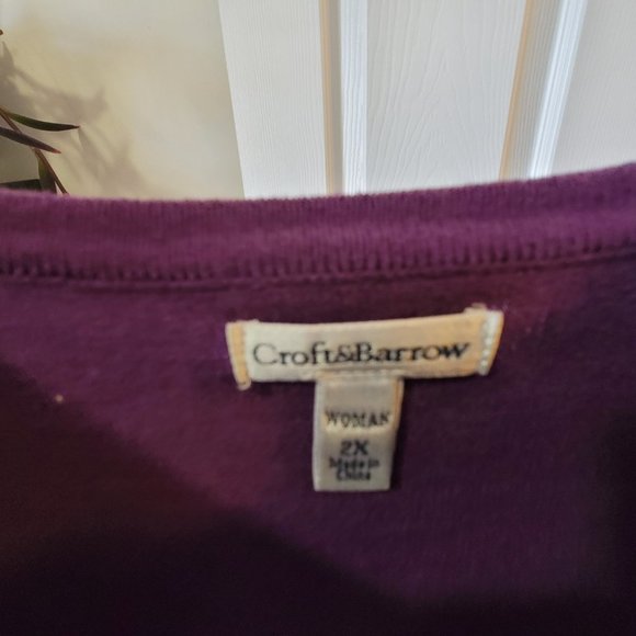 Croft and Barrow Classic purple cardigan Plus size 3x - Picture 2 of 2